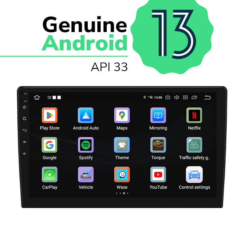 Eonon Android 13 Double Din Wireless Apple CarPlay & Android Auto Car Radio with 6GB RAM & 10.1 Inch QLED Touch Screen